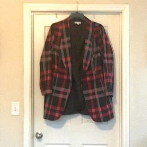 NWOT longline plaid blazer